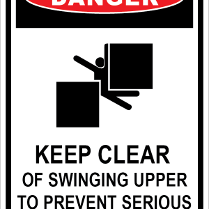 KEEP CLEAR OF SWINGING UPPER TO PREVENT SERIOUS BODILY INJURY